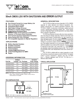 TC1055-2.5VCT Datasheet PDF TelCom Semiconductor Inc => Microchip
