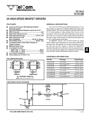 TC1413CPA Datasheet PDF TelCom Semiconductor Inc => Microchip