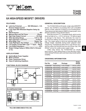 TC4420CAT Datasheet PDF TelCom Semiconductor Inc => Microchip