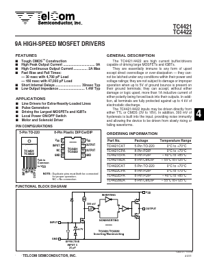 TC4421CAT Datasheet PDF TelCom Semiconductor Inc => Microchip