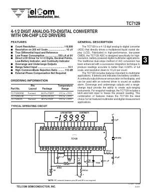 TC7129CLW Datasheet PDF TelCom Semiconductor Inc => Microchip