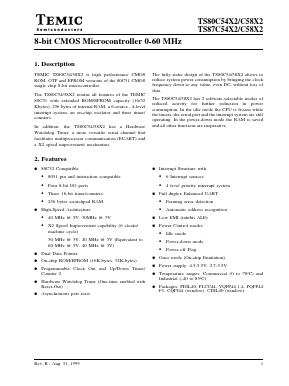 80C54X2 Datasheet PDF Temic Semiconductors