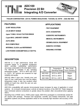 ADC100C Datasheet PDF Thaler Corporation