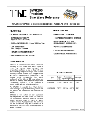 SWR200M Datasheet PDF Thaler Corporation