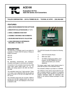 ADC100 Datasheet PDF Thaler Corporation
