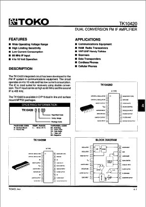 TK10420DCSX Datasheet PDF Toko America Inc 