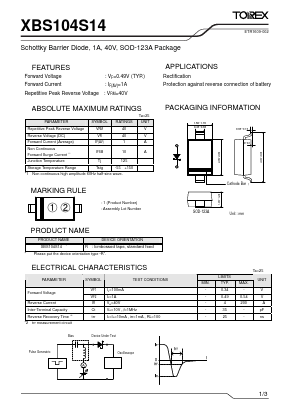 XBS104S14 Datasheet PDF TOREX SEMICONDUCTOR