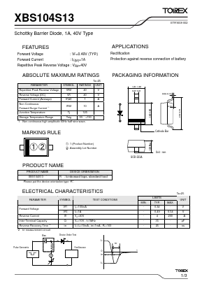 XBS104S13R_ Datasheet PDF TOREX SEMICONDUCTOR