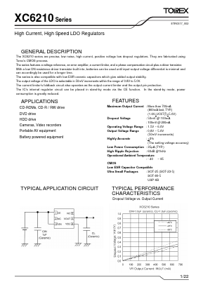 XC6210C Datasheet PDF TOREX SEMICONDUCTOR
