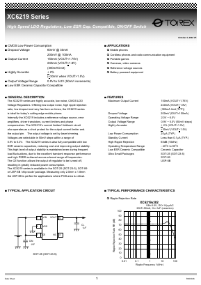 XC6219D352PR Datasheet PDF TOREX SEMICONDUCTOR