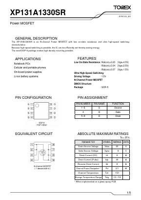 XP131A1330SR Datasheet PDF TOREX SEMICONDUCTOR
