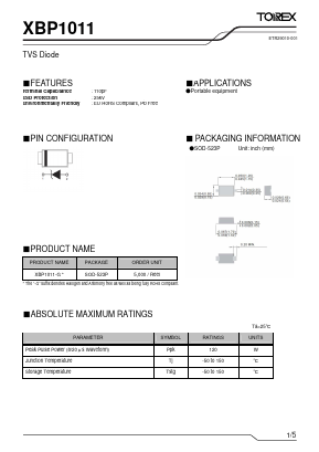 XBP1011-G Datasheet PDF TOREX SEMICONDUCTOR