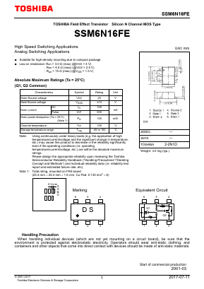 SSM6N16FE Datasheet PDF Toshiba