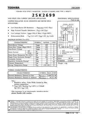 K2699 Datasheet PDF Toshiba