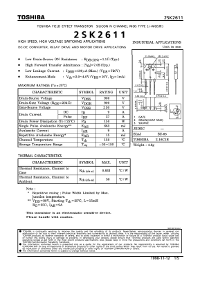 2SK2611 Datasheet PDF Toshiba