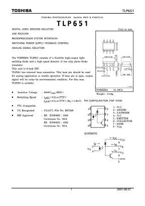 TLP651 Datasheet PDF Toshiba