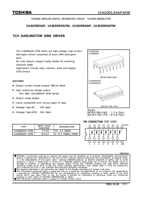 ULN2004AP Datasheet PDF Toshiba