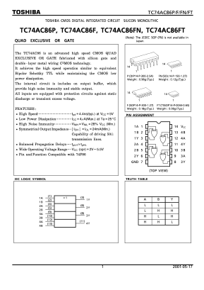 TC74AC86F Datasheet PDF Toshiba
