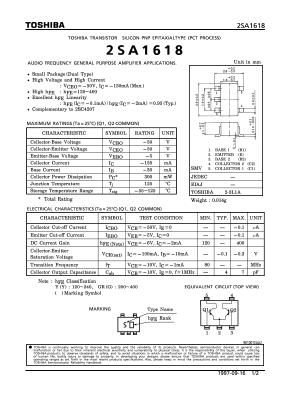 2SA1618 Datasheet PDF Toshiba