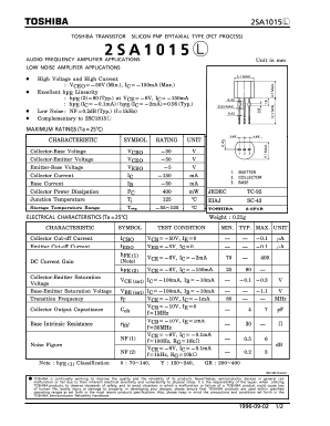 2SA1015L Datasheet PDF Toshiba