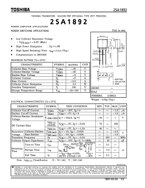 A1892 Datasheet PDF Toshiba