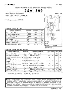 2SA1899 Datasheet PDF Toshiba