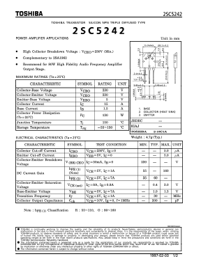 2SC5242 Datasheet PDF Toshiba