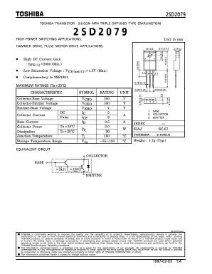 2SD2079 Datasheet PDF Toshiba