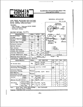 2SD647A Datasheet PDF Toshiba