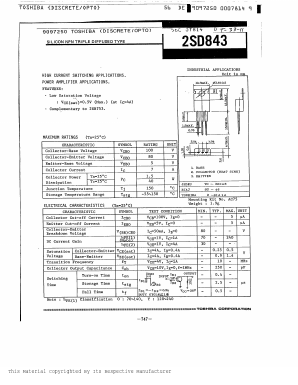 D843 Datasheet PDF Toshiba