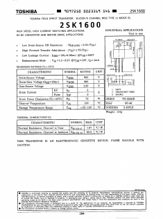 2SK1600 Datasheet PDF Toshiba