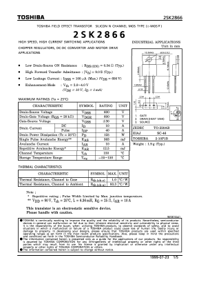 K2866 Datasheet PDF Toshiba