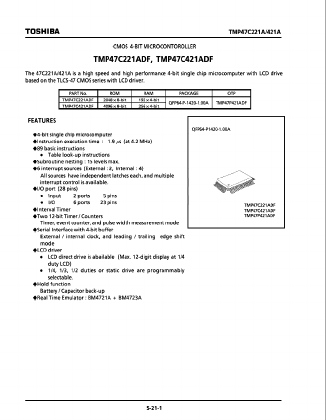 TMP47C421ADF Datasheet PDF Toshiba