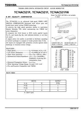 TC74AC521P Datasheet PDF Toshiba