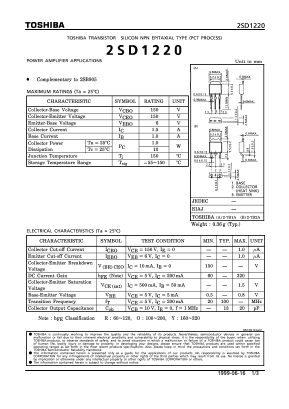 2SD1220 Datasheet PDF Toshiba