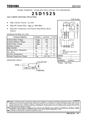 2SD1525 Datasheet PDF Toshiba