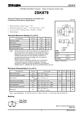 2SK879-Y(TE85L,F) Datasheet PDF Toshiba