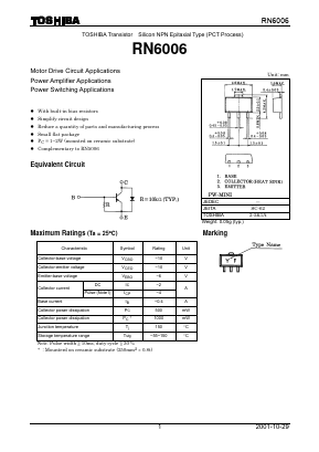 RN6006 Datasheet PDF Toshiba