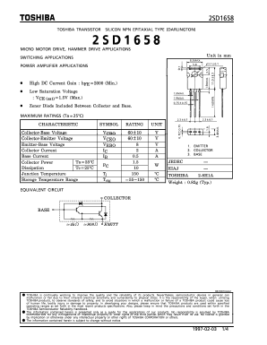 2SD1658 Datasheet PDF Toshiba