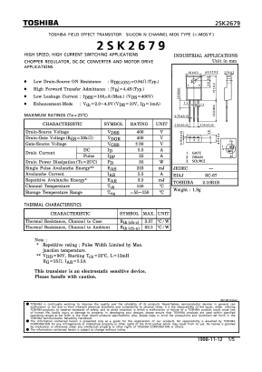 K2679 Datasheet PDF Toshiba
