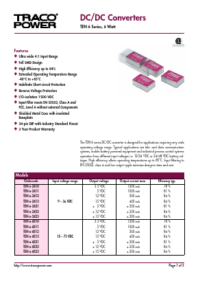TEN6-2410 Datasheet PDF Traco Power