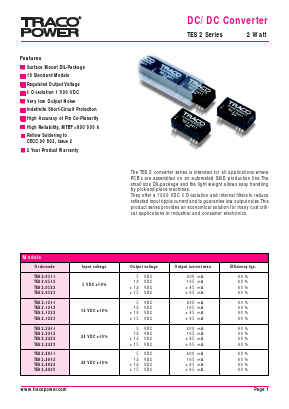 TES2-0511 Datasheet PDF Traco Power