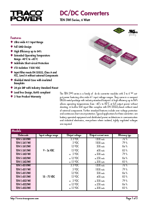 TEN5WI Datasheet PDF Traco Power