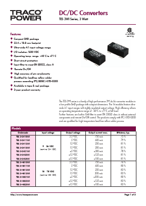 TES3-2413WI Datasheet PDF Traco Power
