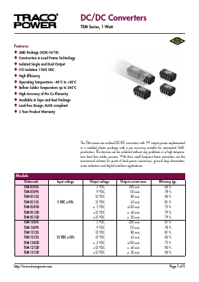TSM1205S Datasheet PDF Traco Power