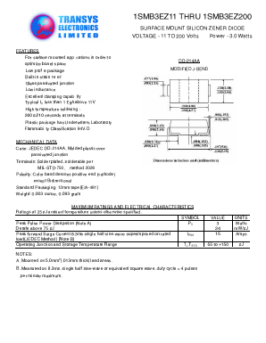 1SMB3EZ14 Datasheet PDF Transys Electronics Limited