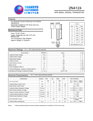 2N4124 Datasheet PDF Transys Electronics Limited