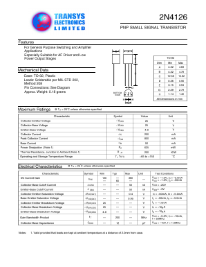 2N4126 Datasheet PDF Transys Electronics Limited