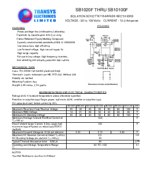 SB1060F Datasheet PDF Transys Electronics Limited