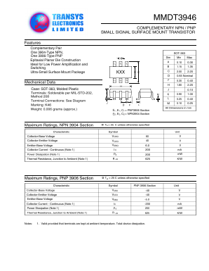 MMDT3946 Datasheet PDF Transys Electronics Limited